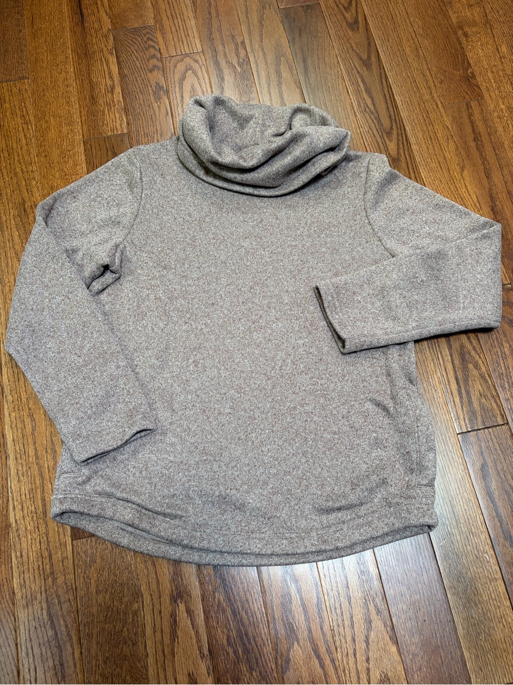L.L. Bean Cozy Cowl Neck Fleece Pullover Brown Tan Size L